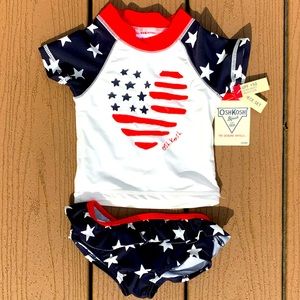 🆕OSHKOSH B’GOSH BABY 2 PC SWIMSUIT W/UPF 50+ UV PROTECTION SIZE 6-9M NWTS!